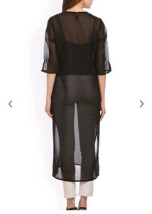 Stylish Black Yoke Design Sheer Kurta