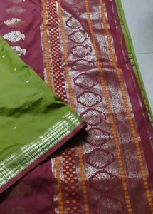 Elegant Maroon Saree with Silver Border