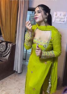 Lime Green Embroidered Salwar Kameez