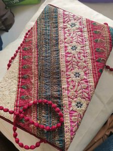 Embroidered Clutch Bag with Coins