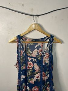 Floral Lace Trim Tank Top