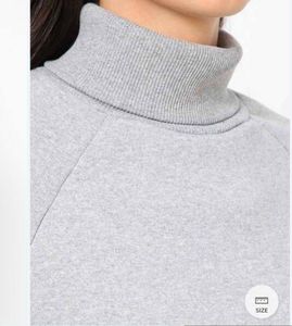 Grey Cropped Turtleneck Sweatshirt