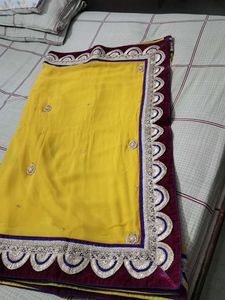 Beautiful Yellow Saree with Embellished Border