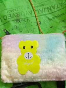 Fuzzy Cat &amp; Bear Pouches - Set of 2