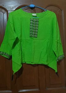 Bright Green Kurta with Mirror Work