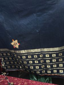Elegant Navy Blue Saree with Gold Border