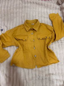 Yellow Button-Up Shirt with Pockets