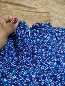 Blue Floral Print Baby Dress
