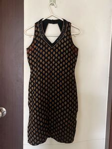Designer Black & Gold Pure Brocade silk kurta
