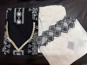 Elegant Black & White Kurta Set