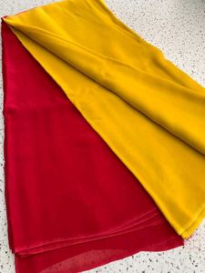 Vibrant Red &👗 Yellow Saree