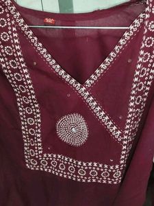 Maroon Kurta with Mirror Work