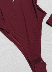 Ribbed Burgundy Long Sleeve Bodysuit