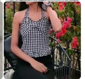 Gingham Ruffle Crop Top