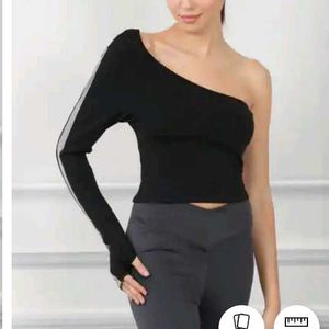XXL size  One-Shoulder Long Sleeve gymwear Top