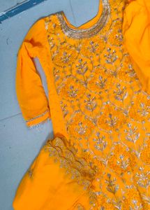 Stunning Yellow Embroidered Lehenga Choli Set