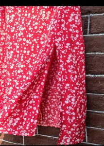 Red Floral Midi Skirt