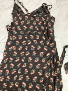 Floral Wrap midi Dress