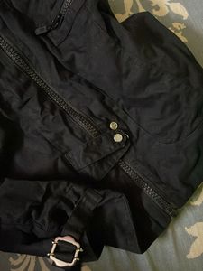 Black Cropped Vest Jacket with High Neck