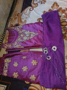 Purple Embroidered Salwar Kameez Set