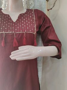 Maroon Kurta with Sequins and Tassels