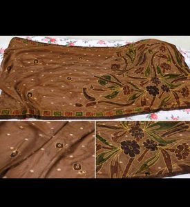 Brown Floral Print Saree – New Condition