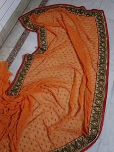 Orange Embroidered Saree 🧡