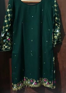 Emerald Green Embroidered Kurti