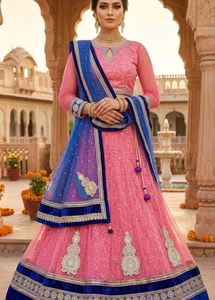 Stunning Pink & Blue Lehenga Choli