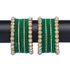 Green Kundan Bangles(pack of 26)