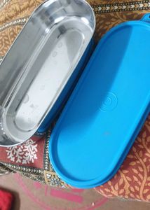 Vintage Stainless Steel & Blue Tupperware tiffin
