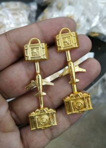 Unique Travel Themed Gold Earrings