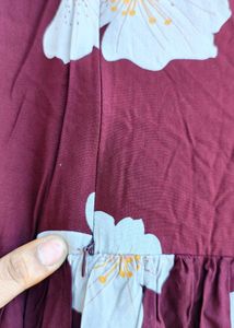 Maroon Floral Print Maxi Dress meternity dres
