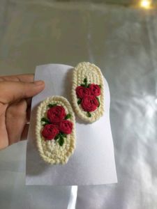 Handmade Embroidered Rose clip