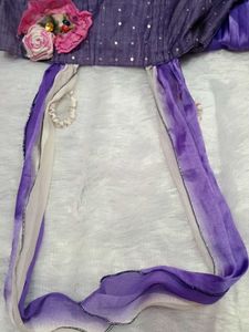 Purple Ombre Gown with Floral Applique