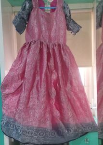 Saree Convert To Long Gown , Soft Silk (Size XXL)