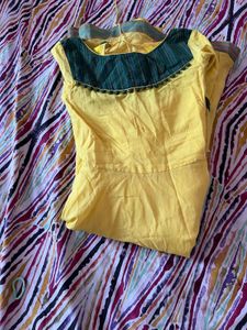 Offer-Pure cotton Yellow Anarkali Kurta