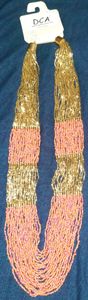 Golden,pink and orange glass beads Necklace