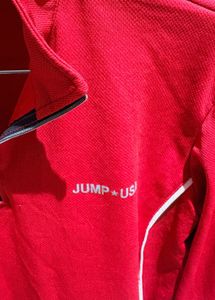 Bright Red Quarter Zip gym tshirt