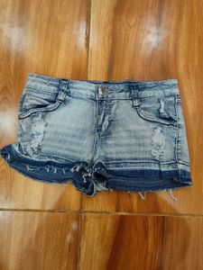 Distressed Studded Denim Shorts