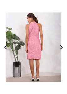 Pink Halter Neck Casual Dress