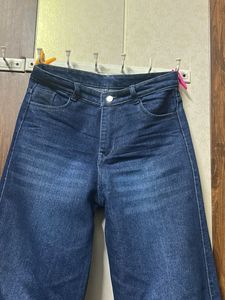 Wide Leg Blue Denim Jeans