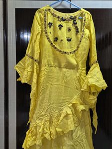 Yellow Embroidered Ethnic Gown