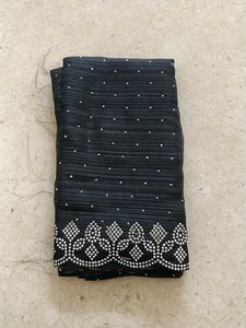 Elegant Black with Embellished Border blouse piec