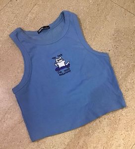 Cute Blue Graphic Tank Top