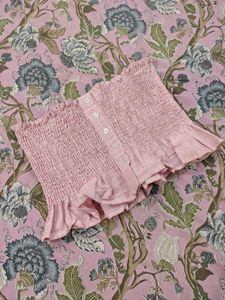 Pink Smocked Crop Top