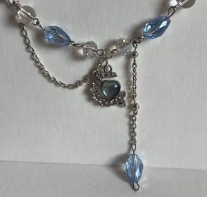 Sparkling Blue Heart Charm Necklace