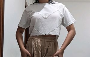 Stylish Crop Top &amp; Wide Leg Pants Set