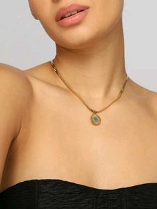 Gold-tone Pendant Snake Chain Necklace