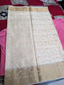 Premium Cream Soft Silk Blend Jacquard Saree